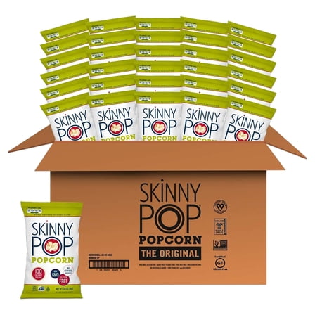 SkinnyPop Original Popcorn, Individual Snack HYZ01 Size Bags, Skinny Pop, Healthy Popcorn Snacks, Gluten Free, 0.65 Ounce (Pack of 30)