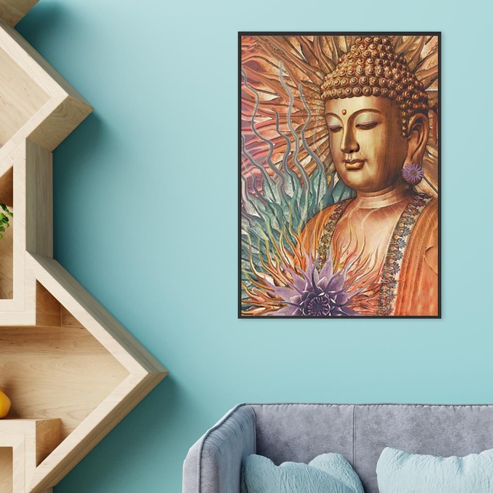 Qiman Buddha 5D DIY Diamond Painting Kits Full,Rhinestone Crystal Embroidery Cross Stitch Photos For Home Wall Decoration