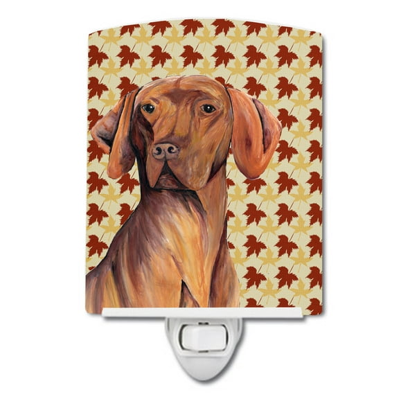 Caroline's Treasures SC9219CNL Vizsla Fall Leaves Portrait Ceramic Night Light, 6x4x3", multicolor