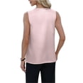 thumbnail image 4 of Women's Silk Satin Camisole Tank Tops V Neck Pleated Dressy Casual Sleeveless Blouses Summer Business Work Shirts Pink M, 4 of 6