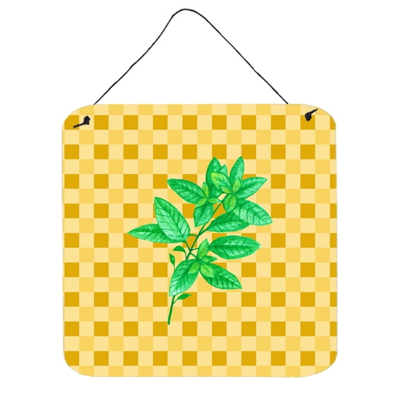 Carolines Treasures BB7184DS66 Basil on Basketweave Wall or Door Hanging Prints 6x6 multicolor