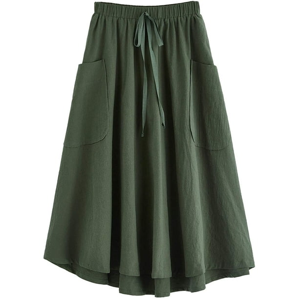 Cotton midi skirt with pockets top