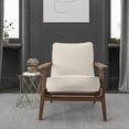 thumbnail image 2 of BELLEZE Maximus Accent Chair Solid Wood Fabric Upholstered Armchair, Beige, 2 of 6