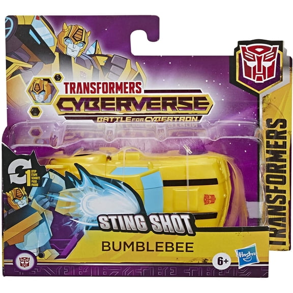 Transformers Toys Cyberverse Action Attackers: 1-Step Changer Bumblebee Action Figure, Repeatable Sting Shot Action Attack Move, for Children Aged 6 and Up, 10.5-cm