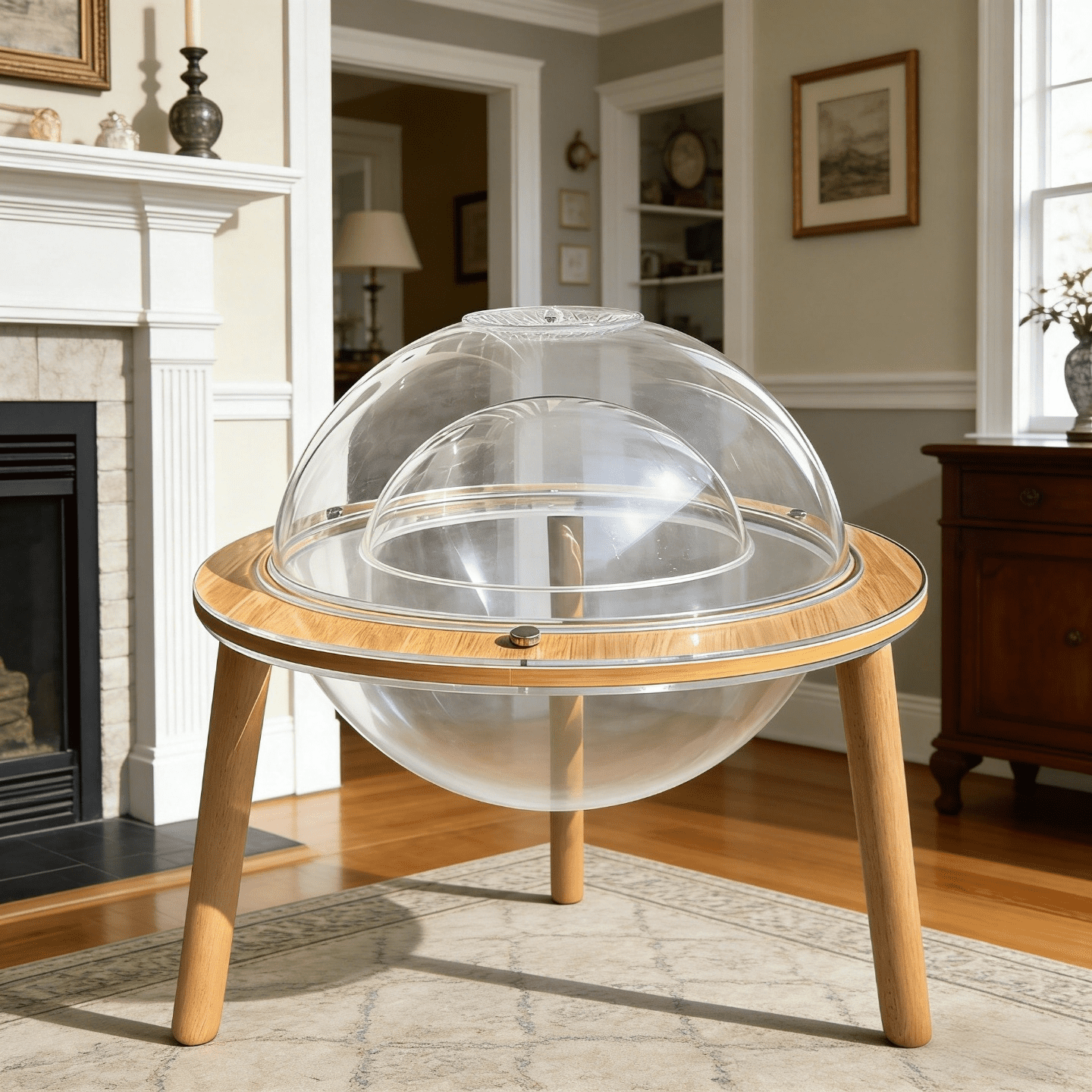 Large Cat Cave for Pet Cat House-360° Immersive Cat TV with Internal Tunnel, Heavy-Duty Plywood Base 4mm Thick Acrylic, Indoor Cat Enrichment Furniture