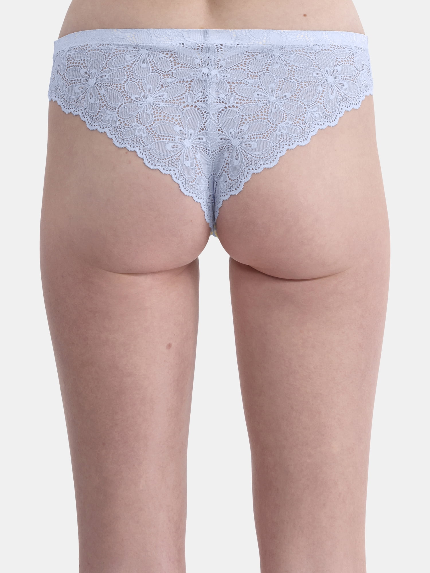 (3 pack) No Boundaries Micro Sheer Lace Cheeky Panties, Women’s