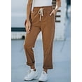 thumbnail image 6 of Asyoly Women's Pants High Waisted Corduroy Pants for Women Casual Drawstring Straight Leg Pants Trousers with Pockets, 6 of 7