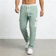 thumbnail image 4 of Waffle Pants Men Drawstring Wide Leg Baggy Waffle Sweatpants Lightweight Breathable Hiking Mens Lounge Pants Green S, 4 of 6