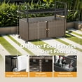 thumbnail image 3 of Planntonneo Wicker Outdoor Bar Cart Table Patio Console Storage Cabinet BBQ Grill Carts Buffet with Wheels, Brown, 3 of 9