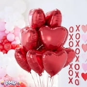 PMU Valentines Day Red Heart Shaped 18 Inches Mylar - Foil Balloons Pkg/50