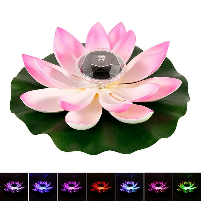 Floating LED Pond Lotus Light Gradient 7-Colors RGB Waterproof Flower Night Lamp Pool Decoration Wedding Decor Solar Charging Polysilicon Lithium Battery