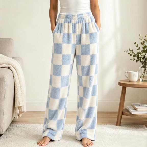 Mifsaly Women's Plaid Pajama Pants Elastic Waist Flannel Pant Lounge Pj Bottoms Classic Winter Sleeping Warm Clothing with Pockets