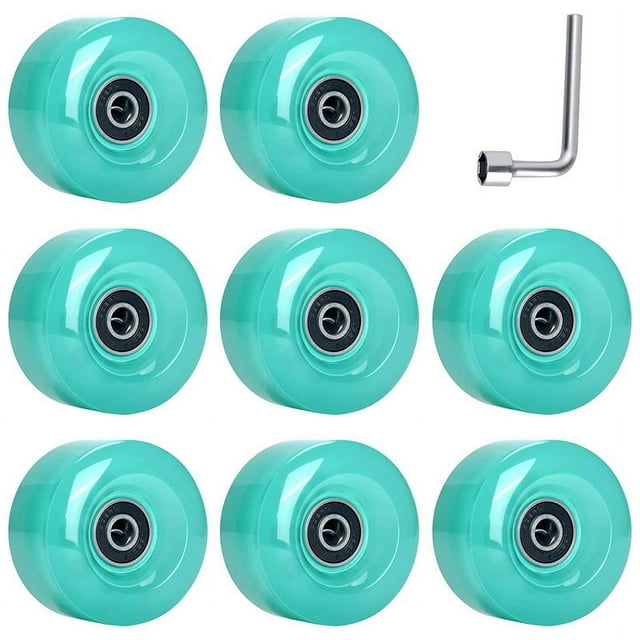 8 Pcs 58mmx32mm, 82a Roues de Patin à Roulettes pour Extérieur/intérieur, Remplacements de Roues en PU Accessoires de Patinage à Roulettes Double Rangée