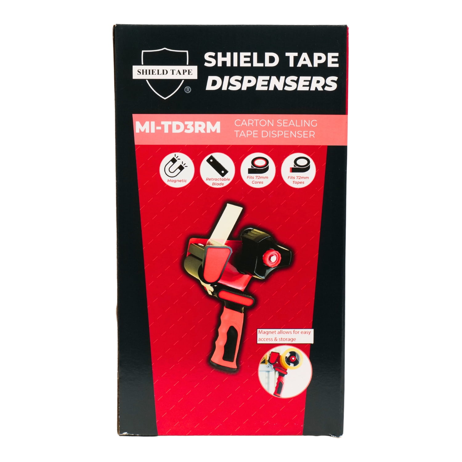SSBM Packing Tape Dispenser, 3 Inch Wide, 1 Pack, 2" Tape Dispenser with a Magnet & Retractable Blade Tape Dispenser Gun