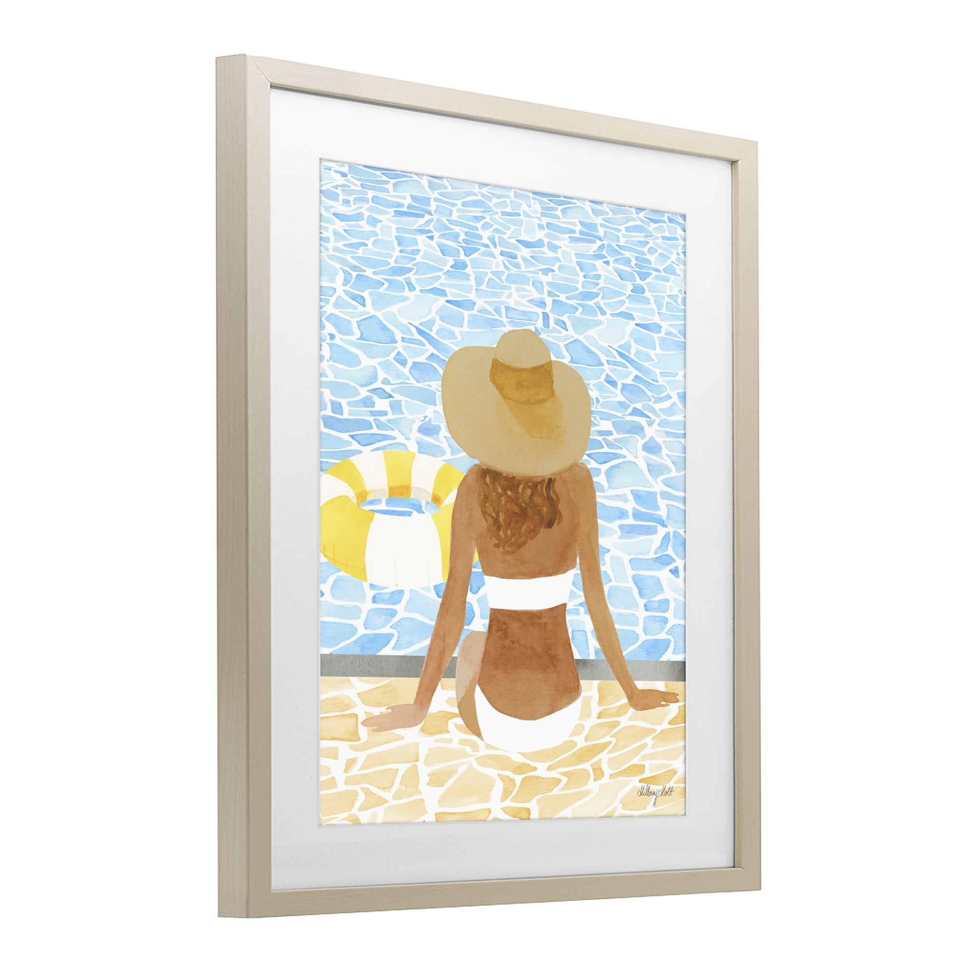 Stupell Industries Summer Poolside Chill Birch Framed Print Under Glass, design by Hillary Holt