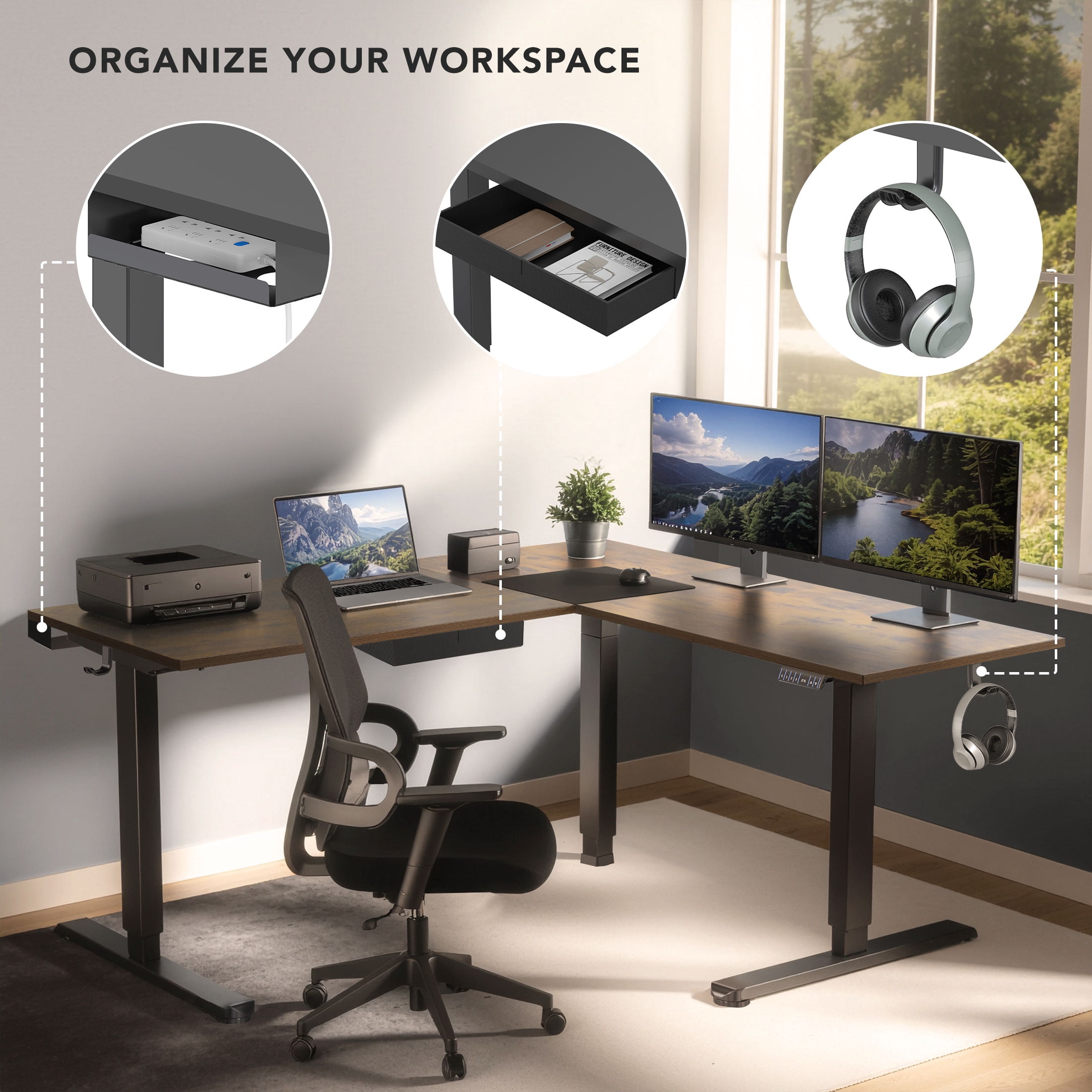 XL Electric Height Adjustable Corner Standing Desk