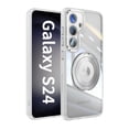 thumbnail image 2 of Allytechgroup Galaxy S25 Clear Case with Tempered Glass Lens Protector, Military Grade Shockproof Kickstand Anti-Yellow Anti-Scratch Bumper Phone Case Cover for Samsung Galaxy S25, White, 2 of 9