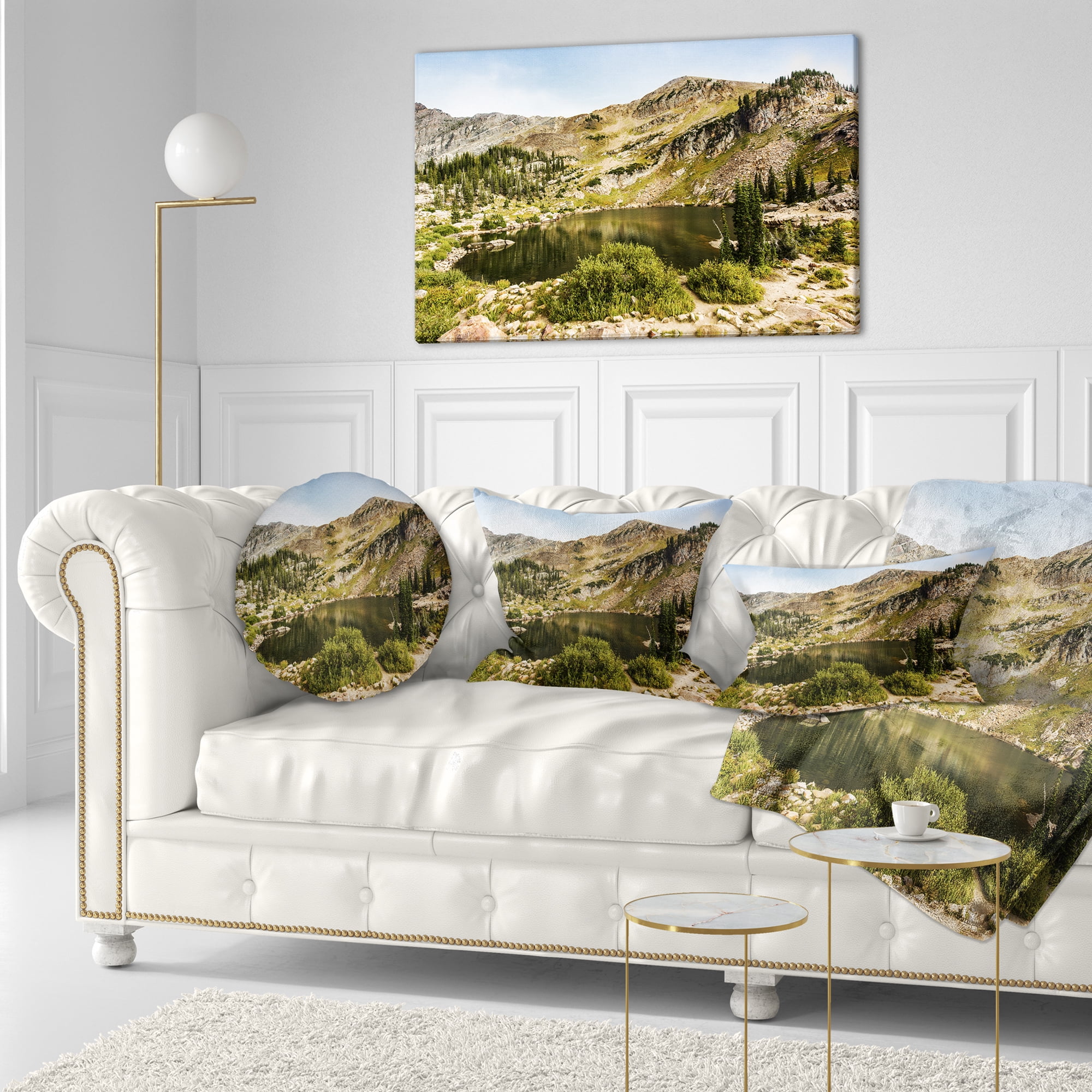 Designart Secret Lake at Albion Basin - Landscape Photography Throw Pillow - 12x20