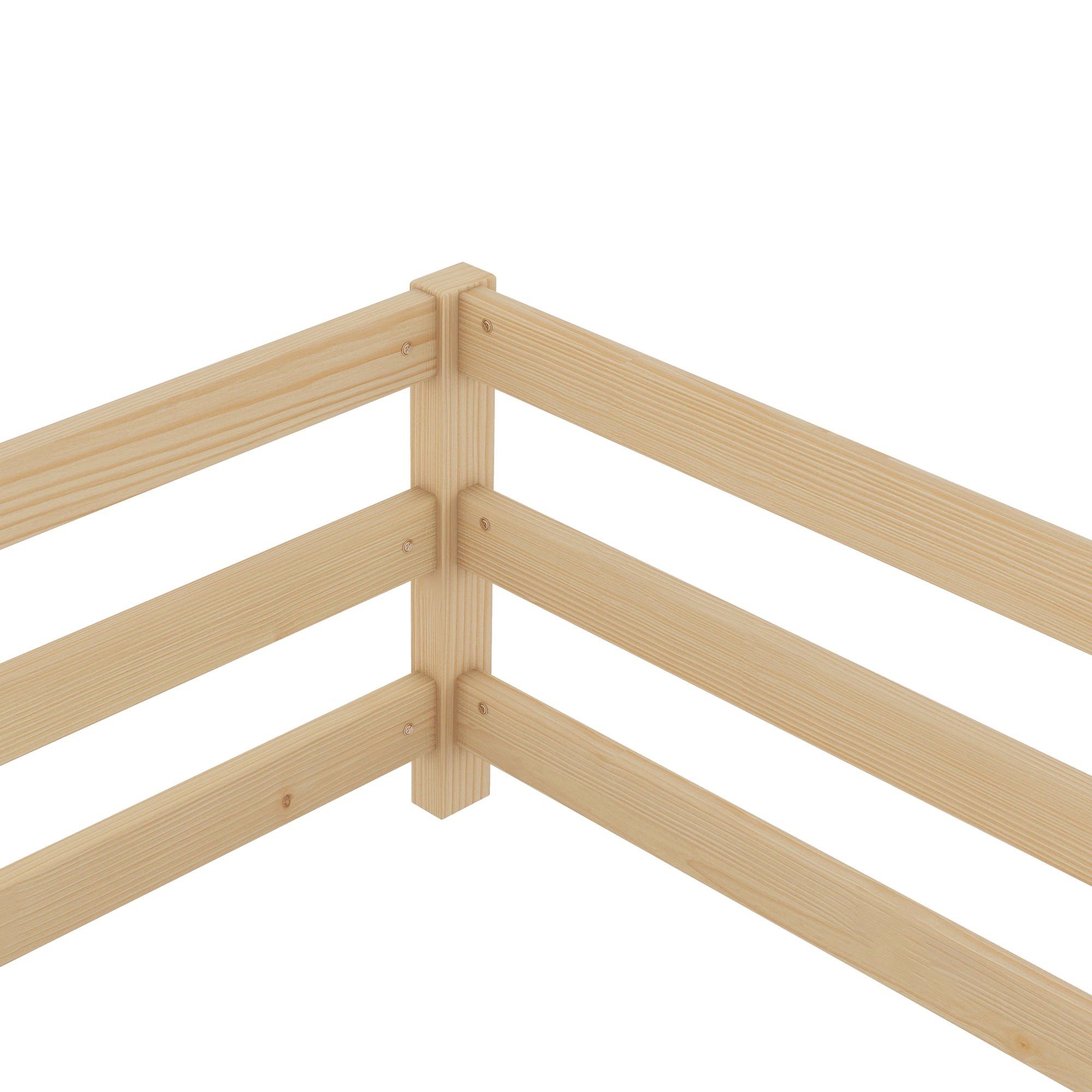 Sesslife Full Size Floor Bed with Door and Fence, Wood Full Floor Platform Bed with Slats, Full Montessori Bed for Boys Girls, No Box Spring Needed, Oak