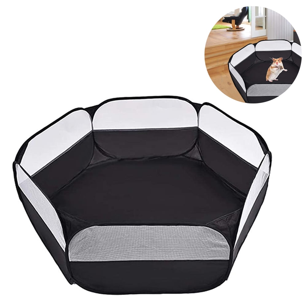 Pengtai Small Animal Playpen 1 Pack Foldable Small Animal Pet Playpen With Storage Bag Black