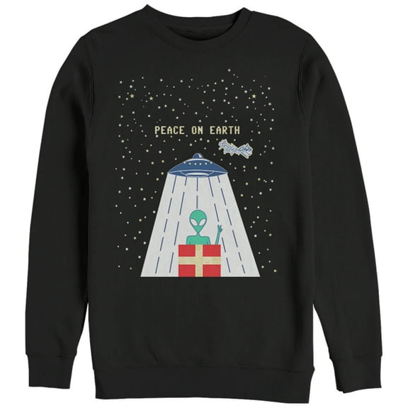 Women's CHIN UP Christmas Peace Alien  Sweatshirt Black Large