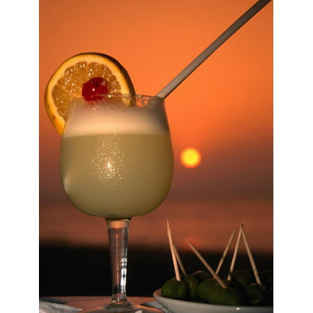 South Pacific Sunset and a Pisco Sour., Pisco, Ica, Peru Print Wall Art By Mark (Best Pisco For Pisco Sour)
