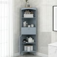 thumbnail image 5 of Tall Bathroom Corner Cabinet with Drawer, Corner Bathroom Storage Cabinet with Doors, Adjustable Shelves amd Open Shelves, Slim Bathroom Floor Corner Cabinet for Kitchen, Bathroom (Blue Gray), 5 of 9