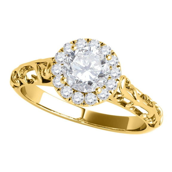 Aonejewelry 1/2 Carat Halo Round Diamond Engagement Ring In 14k Yellow Gold