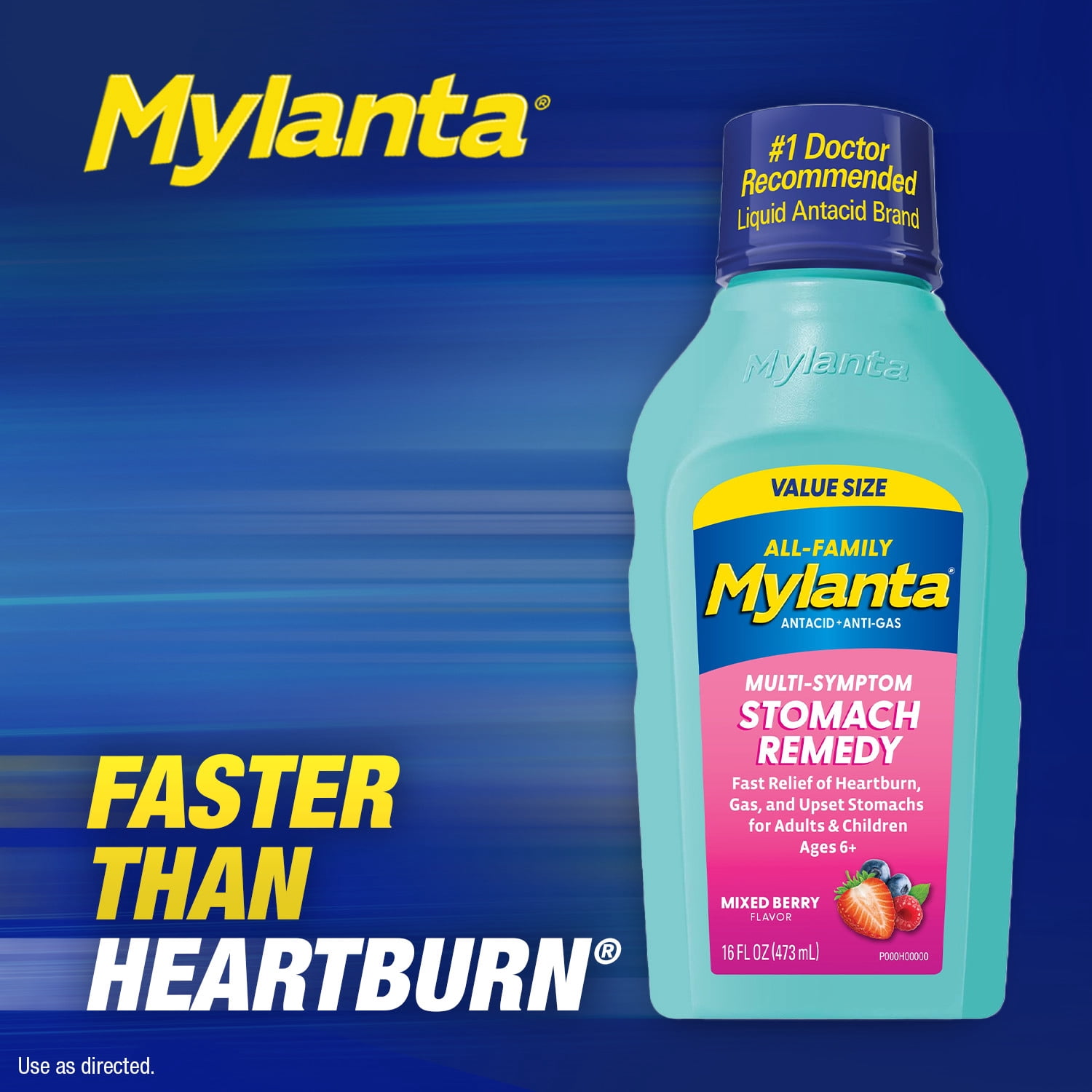 Mylanta Liquid Antacid for Heartburn and Gas Relief, Berry Flavor, 16 fl oz