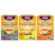 Yogi Tea Immune Support Tea Variety Pack Sampler, Wellness Tea Bags, 3 Boxes of 16
