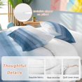 thumbnail image 3 of Haze Blue White Ombre Bedding 3 Piece Duvet Cover Set Twin Size, Vintage Gradient Striped Aesthetics Soft Microfiber Comforter Cover with Zipper Closure & Pillowcases, FadeResistant Quilt Cover, 3 of 9