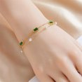 thumbnail image 3 of GKNET Women Delicate Jewelry Green CZ 18K Gold Plated Stainless Steel Bead Bracelet Bangle, 3 of 3