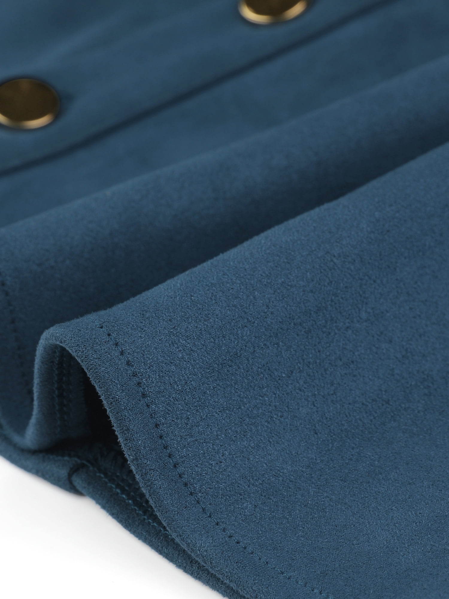 DARING DIVA Women's Faux Suede Button Front Mini A-Line Skirt M Peacock Blue