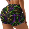 thumbnail image 3 of Athletic Shorts for Women, Neon Mardi Gras Seam Womens Shorts High Waisted Sport Running Workout Gym, 3 of 8