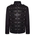 thumbnail image 6 of Men's Steampunk Military Jacket Vintage Marching Band Drummer Costume Gothic Hussar Coat with Metallic Buttons Zipper Front Halloween Parade Cosplay, 6 of 8