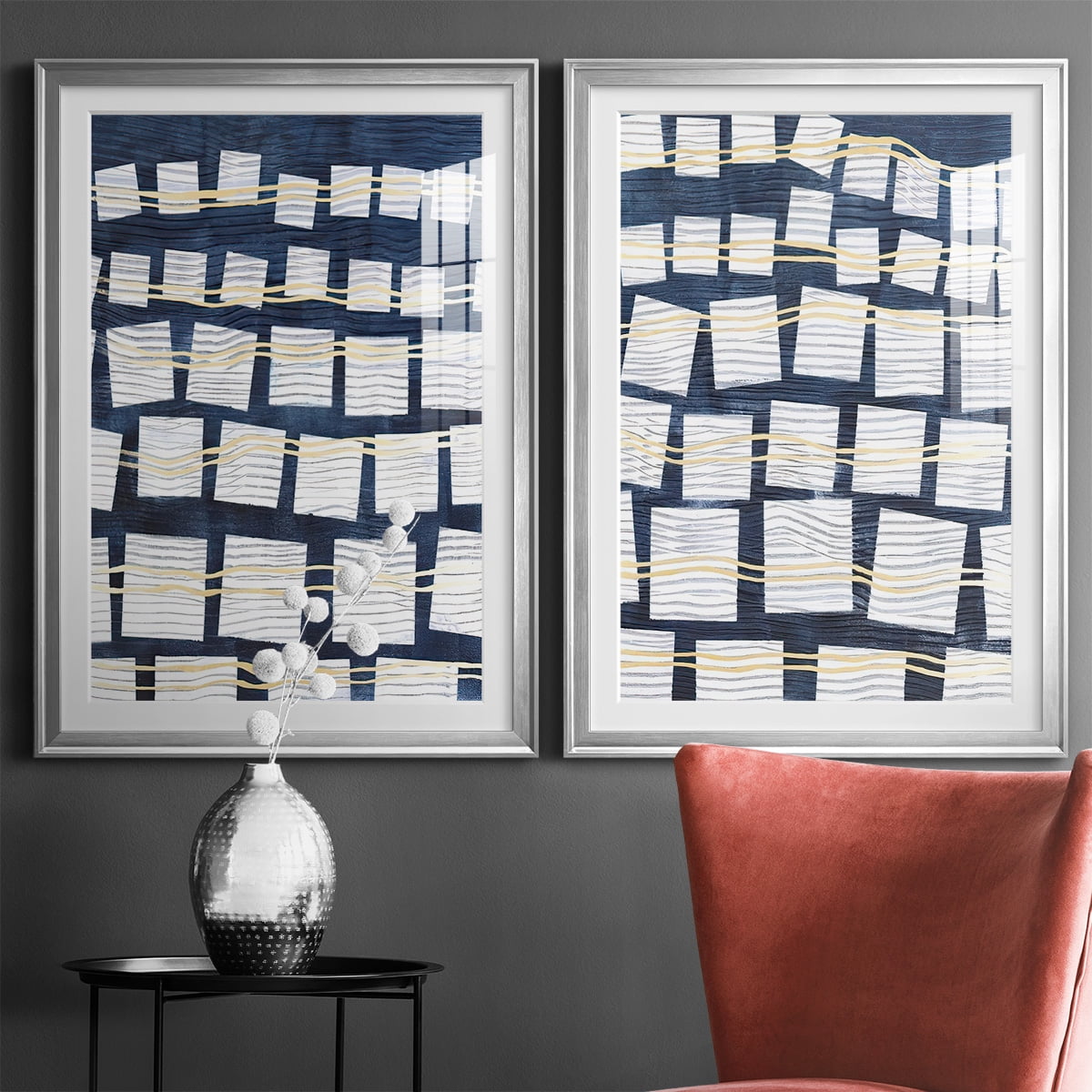 Wexford Home Networks III Premium Framed Print, 26.5" x 36.5" - Ready to Hang, Silver (Set of 2)