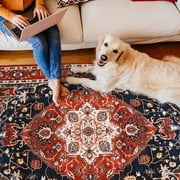 TWINNIS Boho Area Rug Vintage Rug Anti-Slip Persian Carpet for Living Room Bedroom,Red ,4x6