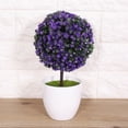 thumbnail image 4 of Artificial Ball Plant Bonsai Fake Potted Plant Home Office Desk Decor (Purple), 4 of 8