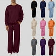 thumbnail image 7 of Chiccall Men's Fleece Tracksuits Solid 2 Piece Set Crewneck Sweatshirts & Open Bottom Sweatpants with Pockets, 7 of 7