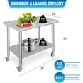 thumbnail image 3 of HELLONE Stainless Steel Table 36 x 24 Inch, Commercial Heavy Duty Prep Table with Wheels for Restaurants, Homes and Hotels, 3 of 7