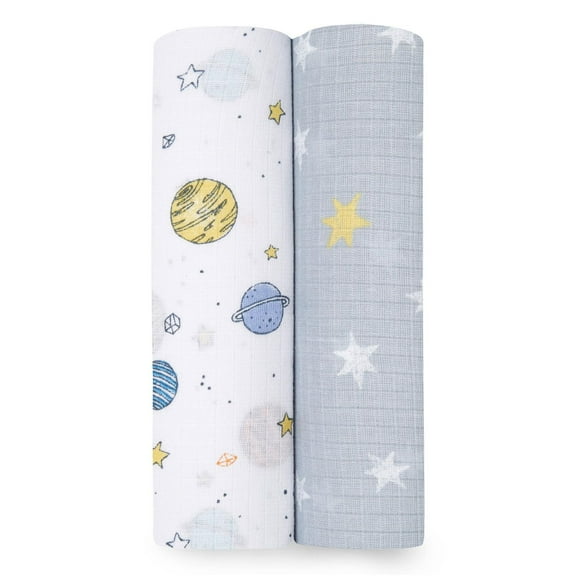 Couvertures à Emmailloter en Mousseline de Coton - Aden + Anais™ - Space Cadet, Lot de 2