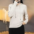 thumbnail image 2 of UTSJKR Women's Knitted Hoodies Casual Long Sleeve Drawstring Knit Textured Sweaters 2026 Fashion Solid Color Dressy Pullovers White M, 2 of 6