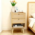 thumbnail image 2 of CEYAZYE Boho Bedside Table Modern Rattan Nightstand with 2 Drawer and Open Storage for Bedroom, Living Room,Enrtyway 23.62"H Tall,Natural, 2 of 8
