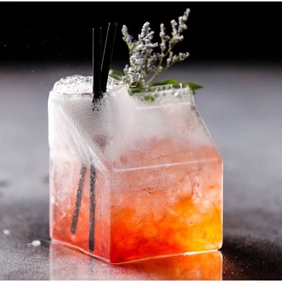 Milk Carton Shaped Cocktail Glass. 8 Oz.