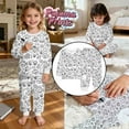 thumbnail image 2 of REDARER Kids Holiday Sleepwear, Cute Doodle Print Pajama Set, Soft Long Sleeve Pajamas for Christmas,Size:4-5 Years, 2 of 7
