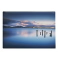 thumbnail image 1 of Nature Cutting Board, Wooden Pier Tops Remain in Lake with Sunset Mirror Image out Different Perspectives, Decorative Tempered Glass Cutting and Serving Board, Large Size, Royal Blue, by Ambesonne, 1 of 1