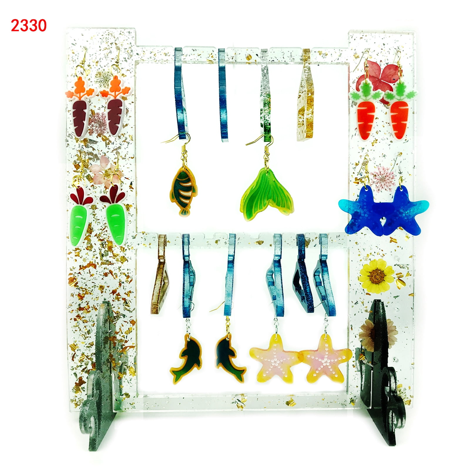 Oasiva 2 Pcs Earring Display Stand Moulds Set Hanger Shaped Jewelry Organizer Holder Mold Earrings Rack Silicone Molds