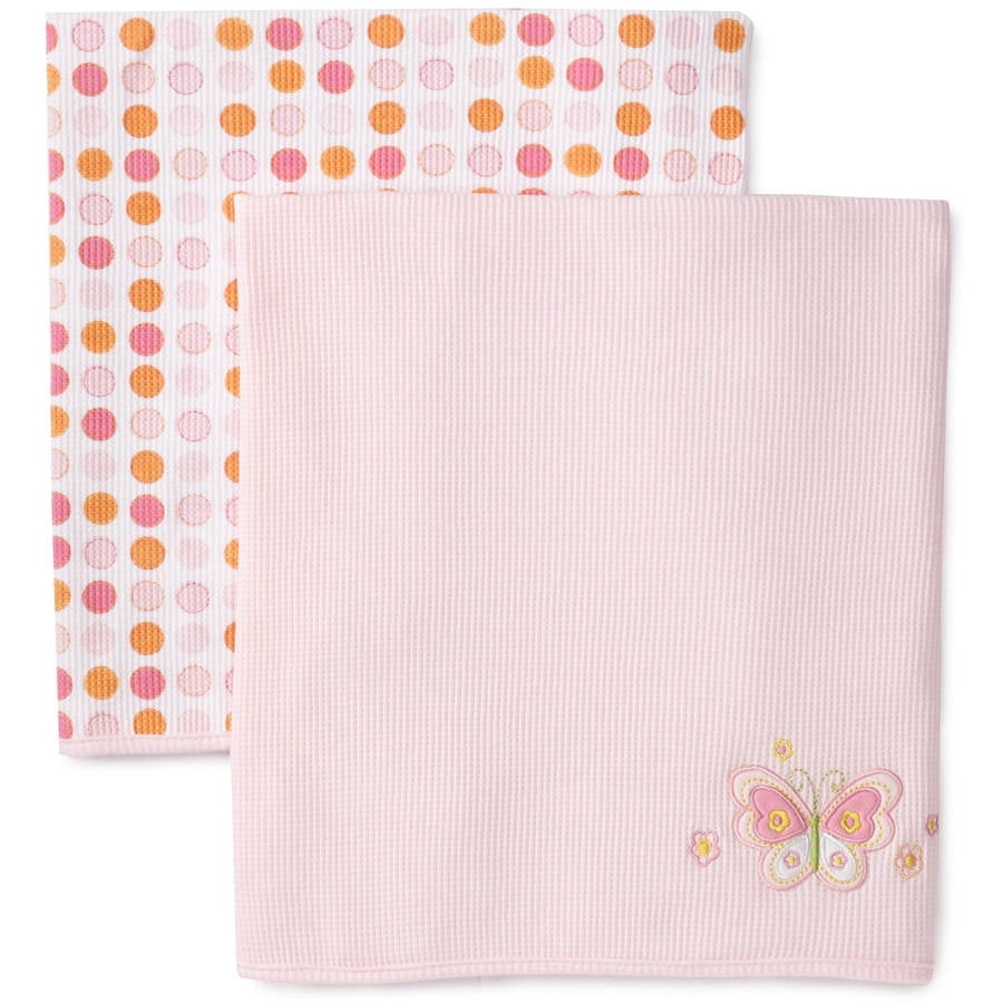 Spasilk BabyGirls 100 Percent Cotton 2pk Thermal Receiving Blanket