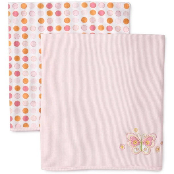 Spasilk BabyGirls 100 Percent Cotton 2pk Thermal Receiving Blanket