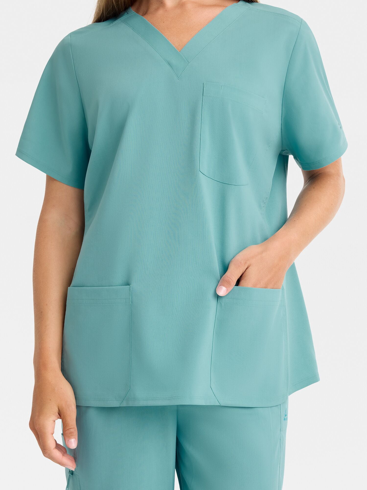 Reebok Women's Tech Comfort 3 Pocket V Neck Scrub Top, 1 Pack, Sizes S - 3XL